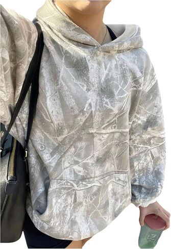 SOLY HUX Women's Plus Size Camo Hoodie Vintage Long Sleeve Hooded Sweatshirt Pullover Tops Streetwear in Saudi Arabia