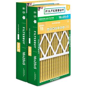 Filterbuy 20x25x5 فلتر هواء MERV 11 دفاع عن الحساسية (عبوة من قطعتين)، استبدال مرشحات هواء فرن HVAC AC المطوية لشبكة عودة هانيويل (الحجم الفعلي: 18.38 × 23.38 × 3.69 بوصة) in Saudi Arabia
