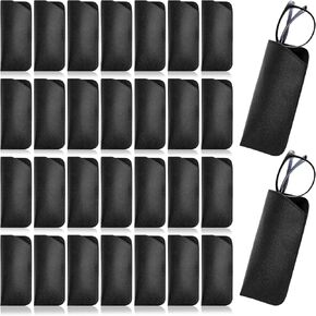 30Pcs Soft Glasses Case, Leather Eye Glass Case Glasses Pouch for Women Men Travelling Reading,Black in Saudi Arabia