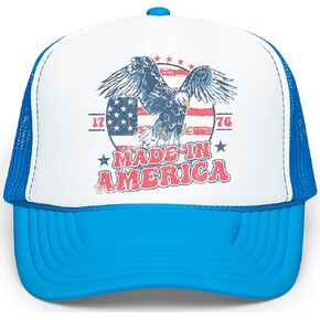 1776 Made in America Patriotic Eagle Hat Classic 5 Panel Foam Front Mesh Snap Back Trucker Hat in Kuwait