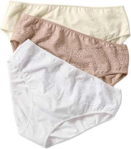 Leonisa 3-Pack cotton brief underwear for women - Panties with lace details in Saudi Arabia