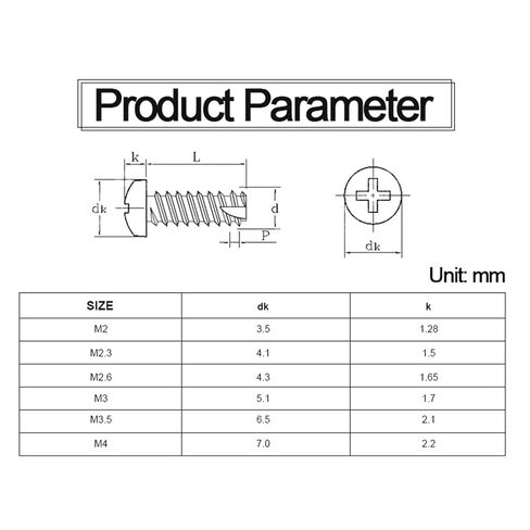 40-100 Pieces Nickel Plated Self Tapping Screws M2 M2.3 M2.6 M3 M3.5 M4 - Cross Round Head Machine Screws (20mm, M4 40pcs) in Kuwait