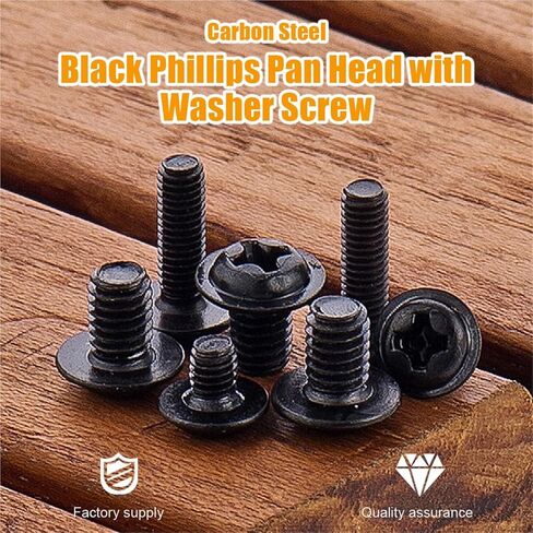20-100 Pieces Cross Phillips Pan Round Truss Head with Washer Padded Collar Machine Screw M1.4-M6 Carbon Steel PWM Screw (5mm, M3.5 50pcs) in Kuwait