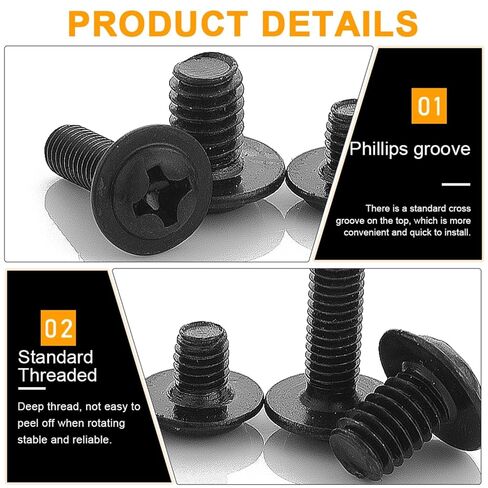 20-100 Pieces Cross Phillips Pan Round Truss Head with Washer Padded Collar Machine Screw M1.4-M6 Carbon Steel PWM Screw (5mm, M3.5 50pcs) in Kuwait