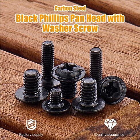 20-100 Pieces Cross Phillips Pan Round Truss Head with Washer Padded Collar Machine Screw M1.4-M6 Carbon Steel PWM Screw (18mm, M3 50pcs) in Saudi Arabia