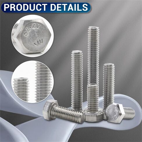 Stainless Steel Hex Bolts - M3 to M14 - Durable Hex Screws for Industrial and Home Use (M6 10 Pieces, 20 mm) in Kuwait