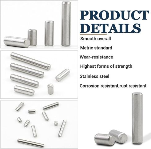 2-55pcs Cylinder Pins Metal Dowel Pins M2 M2.5 M3 M4 M5 M6 M8 M10 Stainless Steel Localization Parallel Pins Solid Lock Pin(M6 5pcs,35mm) in Saudi Arabia