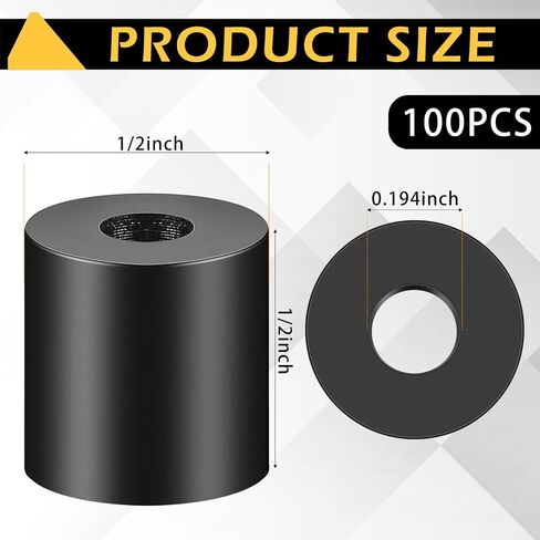 Pasimy 200 Pcs Black Nylon Spacers 1/2'' Thick, 1/2'' OD 0.194'' ID Nylon Spacers Plastic Washers Electrical Outlet Screw Spacers Black Round Spacers for Electrical Screws, Switch and Receptacle in Saudi Arabia