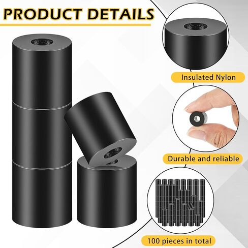 Pasimy 200 Pcs Black Nylon Spacers 1/2'' Thick, 1/2'' OD 0.194'' ID Nylon Spacers Plastic Washers Electrical Outlet Screw Spacers Black Round Spacers for Electrical Screws, Switch and Receptacle in Saudi Arabia