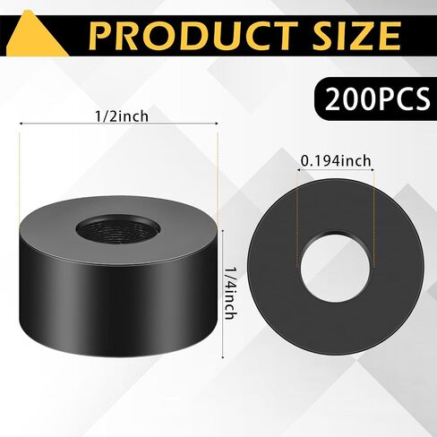 Pasimy 200 Pcs Black Nylon Spacers 1/2'' Thick, 1/2'' OD 0.194'' ID Nylon Spacers Plastic Washers Electrical Outlet Screw Spacers Black Round Spacers for Electrical Screws, Switch and Receptacle in Saudi Arabia