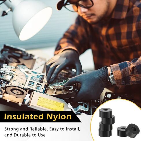 Pasimy 200 Pcs Black Nylon Spacers 1/2'' Thick, 1/2'' OD 0.194'' ID Nylon Spacers Plastic Washers Electrical Outlet Screw Spacers Black Round Spacers for Electrical Screws, Switch and Receptacle in Saudi Arabia