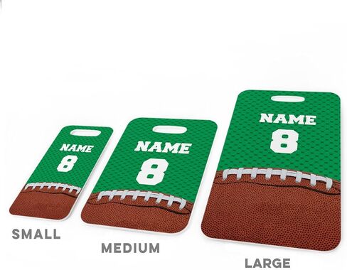 ChalkTalkSPORTS Football Luggage & Bag Tag | Personalized Football with Name & Number | Standard Lines on Back | Assorted Colors in Saudi Arabia