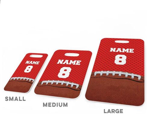 ChalkTalkSPORTS Football Luggage & Bag Tag | Personalized Football with Name & Number | Standard Lines on Back | Assorted Colors in Saudi Arabia