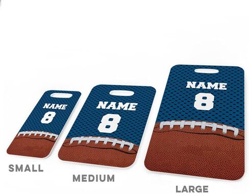 ChalkTalkSPORTS Football Luggage & Bag Tag | Personalized Football with Name & Number | Standard Lines on Back | Assorted Colors in Saudi Arabia