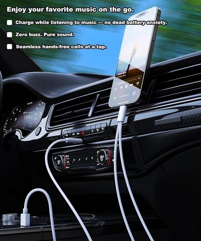 Aux to USB C,2-IN-1 USB C to Aux Cord with Charge Port Work for iPhone 16/15 Pro Max ,Car USB Type-C to 3.5mm Male Aux Audio Cable Support Calls & Fast Charging for Car Stereo, Speaker, Headphones in Kuwait