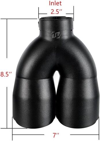 Black Dual Exhaust tip - 2.5" ID x 7"OD x 8.5"L - Double Wall Clamp On Muffler Tail Pipe Stainless Steel Black Coated in Saudi Arabia