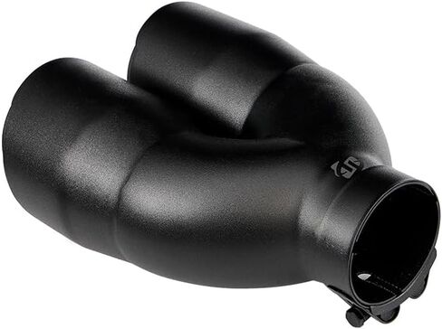 Black Dual Exhaust tip - 2.5" ID x 7"OD x 8.5"L - Double Wall Clamp On Muffler Tail Pipe Stainless Steel Black Coated in Saudi Arabia