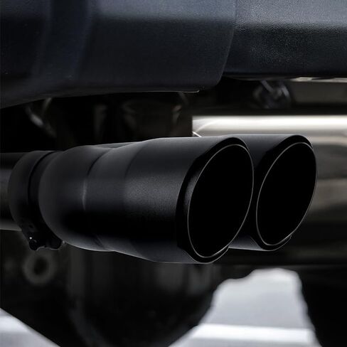 Black Dual Exhaust tip - 2.5" ID x 7"OD x 8.5"L - Double Wall Clamp On Muffler Tail Pipe Stainless Steel Black Coated in Saudi Arabia
