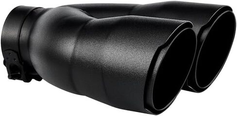 Black Dual Exhaust tip - 2.5" ID x 7"OD x 8.5"L - Double Wall Clamp On Muffler Tail Pipe Stainless Steel Black Coated in Saudi Arabia