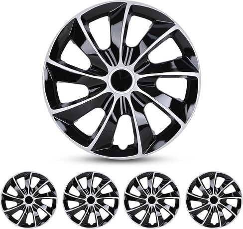 Roxx 4pcs مجموعة 16 بوصة Universal Wheel Rim Cover Hubcaps استبدال (فقط مناسبة لمحور الحديد) ، ABS Material Snap on Car Truck SuV Cap (5084 ، Silver Lacquer & Black) in Kuwait