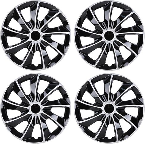 Roxx 4pcs مجموعة 16 بوصة Universal Wheel Rim Cover Hubcaps استبدال (فقط مناسبة لمحور الحديد) ، ABS Material Snap on Car Truck SuV Cap (5084 ، Silver Lacquer & Black) in Kuwait
