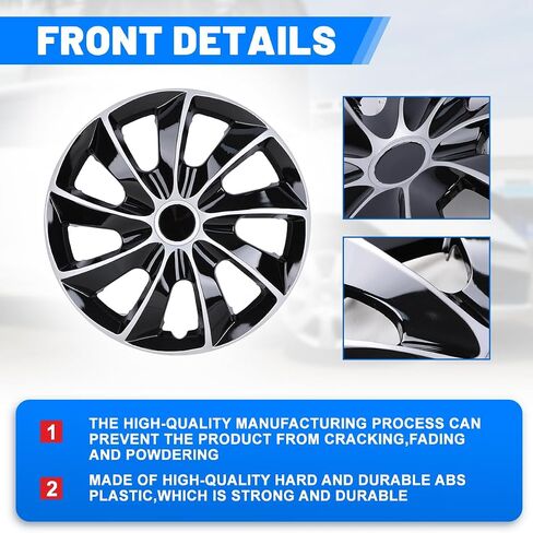 Roxx 4pcs مجموعة 16 بوصة Universal Wheel Rim Cover Hubcaps استبدال (فقط مناسبة لمحور الحديد) ، ABS Material Snap on Car Truck SuV Cap (5084 ، Silver Lacquer & Black) in Kuwait