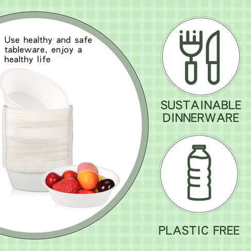 Dandat 6 oz Disposable Paper Bowls Bulk Bowls Small Disposable Bowls Bagasse Dessert Bowls Disposable for Ice Cream Soup Salad Pasta Party Supplies Picnic Banquet Barbecues Pet Food (250 Pcs) in Saudi Arabia