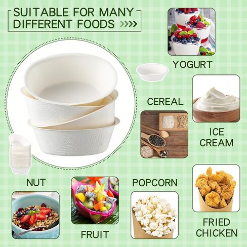 Dandat 6 oz Disposable Paper Bowls Bulk Bowls Small Disposable Bowls Bagasse Dessert Bowls Disposable for Ice Cream Soup Salad Pasta Party Supplies Picnic Banquet Barbecues Pet Food (250 Pcs) in Saudi Arabia
