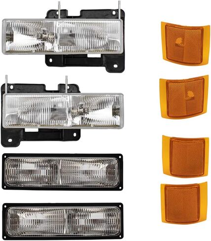 استبدال BROCK 8 قطعة المصابيح الأمامية وأضواء الإشارة متوافقة مع 1994-2002 CHEVROLET C/K ، 1994-2000 CHEVROLET Suburban ؛ 1995-2000 شيفروليه تاهو-ليس لنماذج GMC- in Saudi Arabia