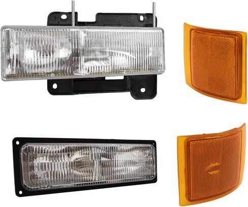 استبدال BROCK 8 قطعة المصابيح الأمامية وأضواء الإشارة متوافقة مع 1994-2002 CHEVROLET C/K ، 1994-2000 CHEVROLET Suburban ؛ 1995-2000 شيفروليه تاهو-ليس لنماذج GMC- in Saudi Arabia
