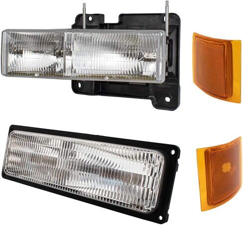 استبدال BROCK 8 قطعة المصابيح الأمامية وأضواء الإشارة متوافقة مع 1994-2002 CHEVROLET C/K ، 1994-2000 CHEVROLET Suburban ؛ 1995-2000 شيفروليه تاهو-ليس لنماذج GMC- in Saudi Arabia