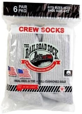 New Railroad Sock Men's Cotton Cushioned Crew Socks 6 Pack Gray 6072 in Saudi Arabia