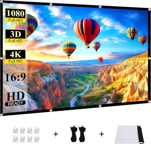 شاشة عرض أفلام خارجية مقاس 100 بوصة محمولة: شاشة عرض قابلة للطي وخالية من التجاعيد بنسبة 16:9 سينما قابلة للطي للمسرح المنزلي in Kuwait