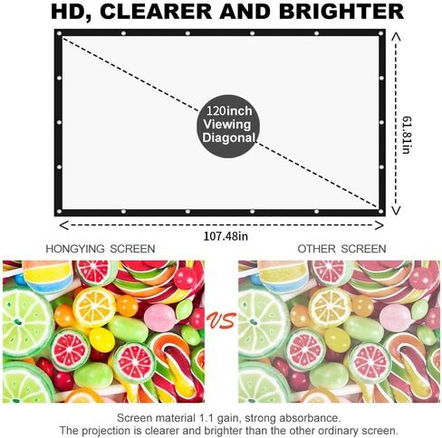 شاشة عرض أفلام خارجية مقاس 100 بوصة محمولة: شاشة عرض قابلة للطي وخالية من التجاعيد بنسبة 16:9 سينما قابلة للطي للمسرح المنزلي in Kuwait