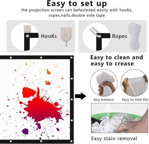 شاشة عرض أفلام خارجية مقاس 100 بوصة محمولة: شاشة عرض قابلة للطي وخالية من التجاعيد بنسبة 16:9 سينما قابلة للطي للمسرح المنزلي in Kuwait