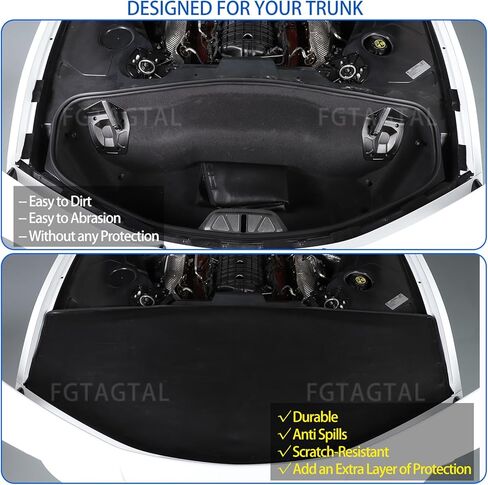 Rear Trunk Cover Compatible with Chevrolet Corvette C8 Stingray 2020-2024, Leather Rear Trunk Security Cover Shielding Shade Protection Accessories in Kuwait