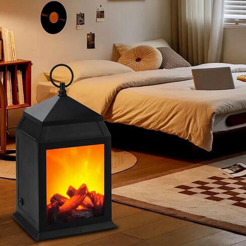 Bestview Fireplace Minterns Decorative ، موقد صغير مزيف ، USB قابلة لإعادة الشحن تعمل بطارية LED LED مصباح النار في عيد الميلاد الداخلي والخارجي (بدون وظيفة سخان أسود) in Saudi Arabia