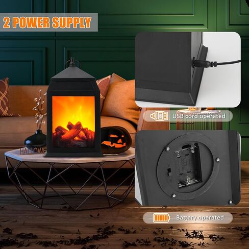 Bestview Fireplace Minterns Decorative ، موقد صغير مزيف ، USB قابلة لإعادة الشحن تعمل بطارية LED LED مصباح النار في عيد الميلاد الداخلي والخارجي (بدون وظيفة سخان أسود) in Saudi Arabia