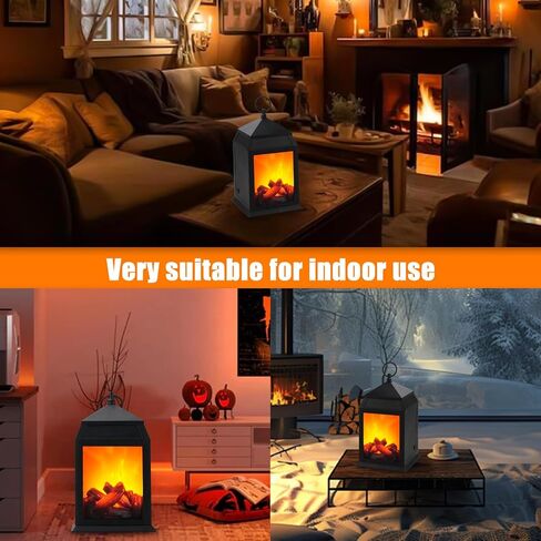 Bestview Fireplace Minterns Decorative ، موقد صغير مزيف ، USB قابلة لإعادة الشحن تعمل بطارية LED LED مصباح النار في عيد الميلاد الداخلي والخارجي (بدون وظيفة سخان أسود) in Saudi Arabia
