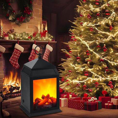 Bestview Fireplace Minterns Decorative ، موقد صغير مزيف ، USB قابلة لإعادة الشحن تعمل بطارية LED LED مصباح النار في عيد الميلاد الداخلي والخارجي (بدون وظيفة سخان أسود) in Saudi Arabia
