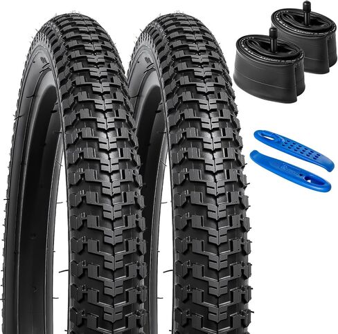 YUNSCM 2-PCS 20" Road Bike Tires 20x2.125/57-406 and 20" Heavy Duty Bike Tubes Schrader Valve Compatible with Road Bike 20x2.0 20x2.125 20x2.15 Bike Bicycle Tires and Tubes (Y-1208) in Saudi Arabia