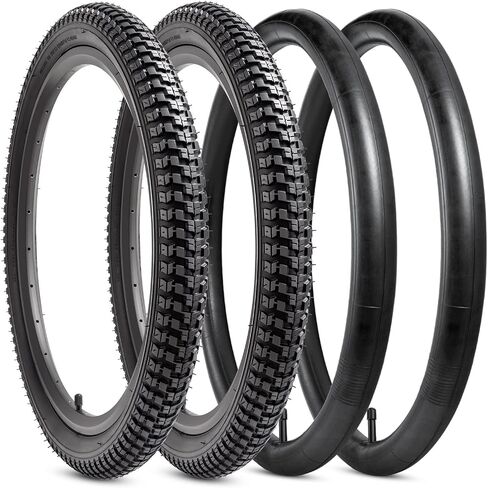 YUNSCM 2-PCS 20" Road Bike Tires 20x2.125/57-406 and 20" Heavy Duty Bike Tubes Schrader Valve Compatible with Road Bike 20x2.0 20x2.125 20x2.15 Bike Bicycle Tires and Tubes (Y-1208) in Saudi Arabia