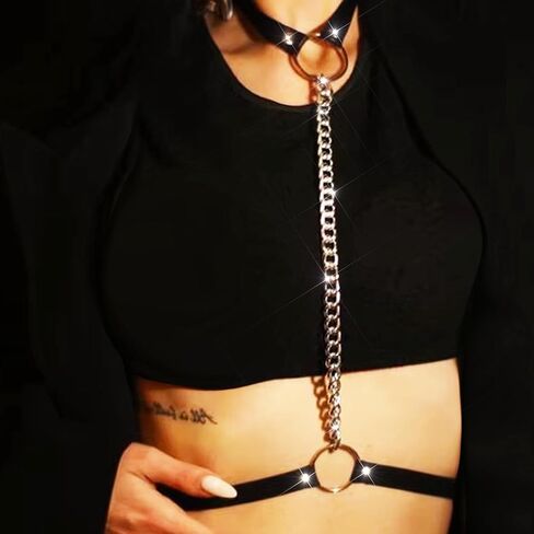 Fstrend Chest Harness Chain Body Body Body Body Leather Leather Punk Assum in Saudi Arabia