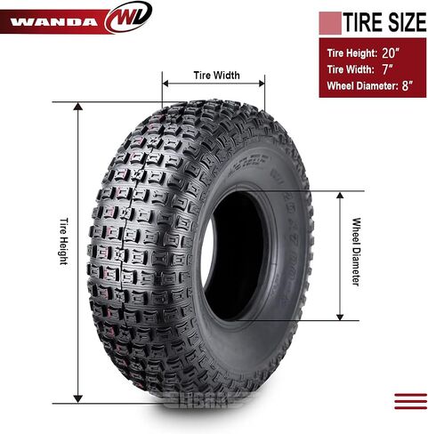 Wanda (2) 20x7-8 for 93-17 Honda TRX 90 90X ATV Front Tyre Set of 4PR in Saudi Arabia