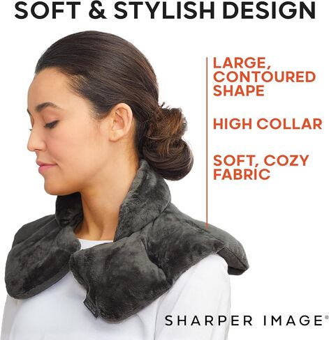 Sharper Image Heated Neck & Shoulder Wrap - Microwavable Warm & Cooling Plush Pad, Scented Aromatherapy (100% Natural Lavender & Herb Spa Blend), Pain Tension Headache Relief Therapy, Gift for Women in Saudi Arabia
