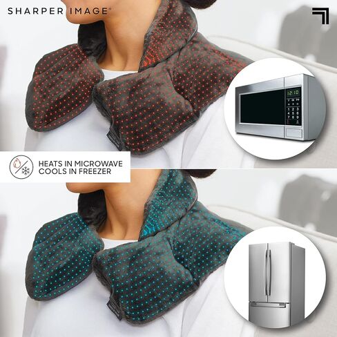 Sharper Image Heated Neck & Shoulder Wrap - Microwavable Warm & Cooling Plush Pad, Scented Aromatherapy (100% Natural Lavender & Herb Spa Blend), Pain Tension Headache Relief Therapy, Gift for Women in Saudi Arabia
