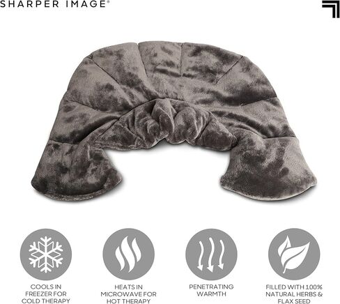 Sharper Image Heated Neck & Shoulder Wrap - Microwavable Warm & Cooling Plush Pad, Scented Aromatherapy (100% Natural Lavender & Herb Spa Blend), Pain Tension Headache Relief Therapy, Gift for Women in Saudi Arabia