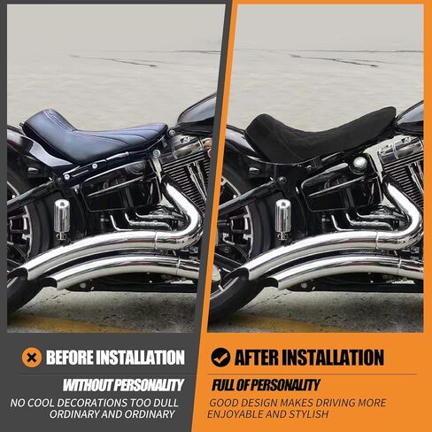 دراجة نارية السائق الأمامي الجلود/Suede Cusheion Pillion Seat مقعد منفرد مناسب لـ Harley Softail Breakout 2013-2017 Rocker 2008-2017 (Black Stitching) in Saudi Arabia