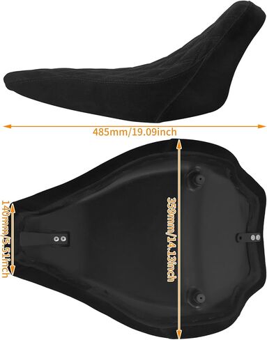 دراجة نارية السائق الأمامي الجلود/Suede Cusheion Pillion Seat مقعد منفرد مناسب لـ Harley Softail Breakout 2013-2017 Rocker 2008-2017 (Black Stitching) in Saudi Arabia