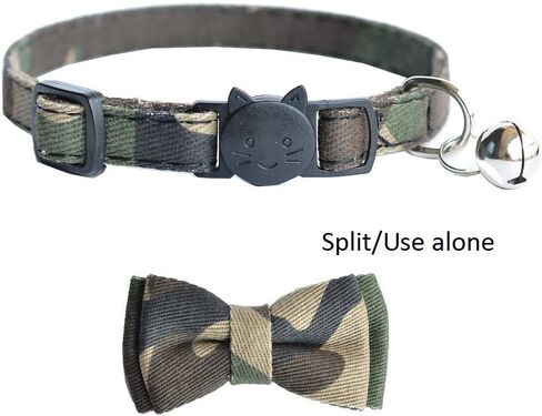 M-YOUNG Cat Collar Breakaway with Bell and Bow Tie, Plaid Design Adjustable Safety Kitty Kitten Collars(6.8''-10.8'') (Avocado) in Kuwait